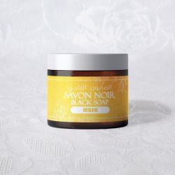 Savon noir, ou beldi, naturel, parfumé au musc, pot de 200 g